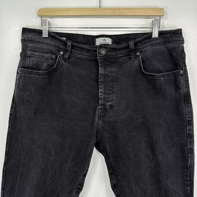 LTB Jeans Mens W38 L26.5 Black Slim Skinny Denim Button Stretch Charcoal Enrico