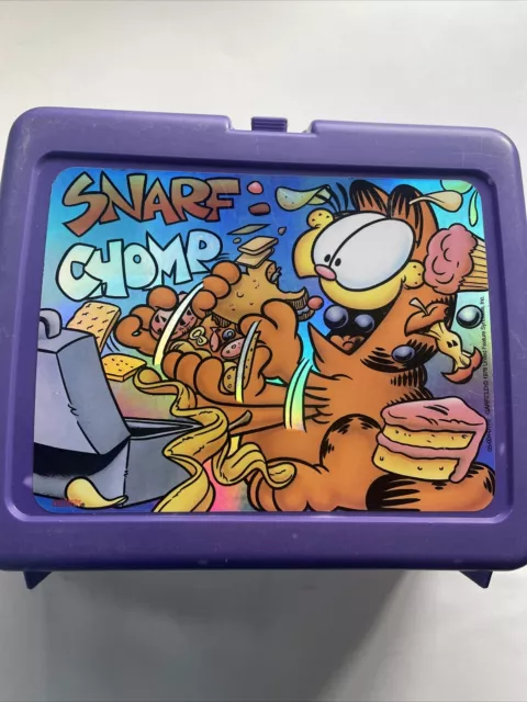 Vintage THERMOS Brand Plastic Purple ~ GARFIELD ~ Lunch Box Only 1978