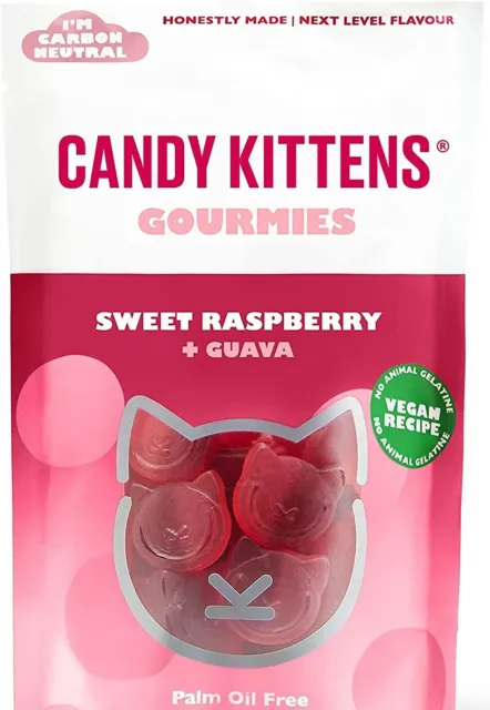 CANDY KITTENS Sweet Raspberry Guava Gourmet Gummy Sweets (Vegan, Gluten Free)