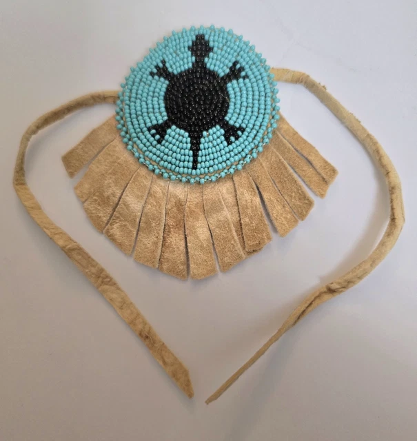 3" Glass Beaded Rosettes With Leather Backing - Native American Craft Supplies For Regalia & POW Wow