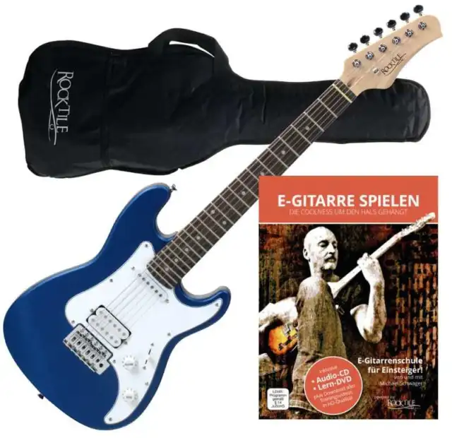 Pack Guitare Electrique Junior 3/4 Bleu pour Enfant ST-Style Tremolo Set Housse