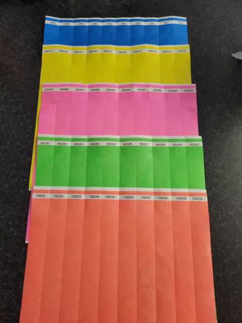 10,000 1" Assorted Tyvek Wristbands, Paper Wristbands, Free Ship In Usa 10,000 1" Assorted Tyvek Wristbands, Paper Wristbands, Free Ship In Usa