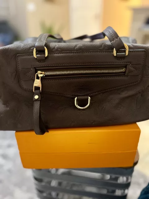 LOUIS VUITTON Melie Taupe Clace Monogram Empreinte Leather Tote Shoulder  Bag