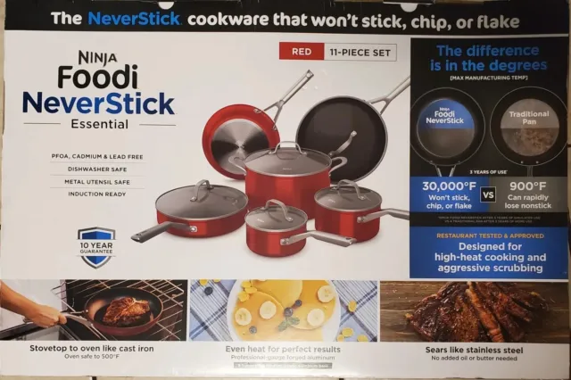 Ninja Foodi Neverstick Essential 9pc Pan Set in Red - C18000RD