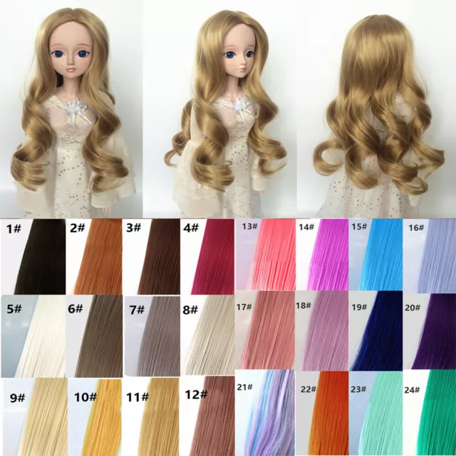Dolls Wigs Curly Hair for 1/3 1/6 1/8 BJD Doll Replace Accessories Colorful DIY