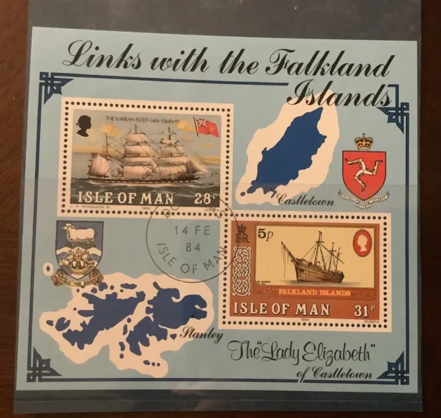 Isle of Man Mini Sheet Links with the Falkland Islands 1984 Mint VG condition