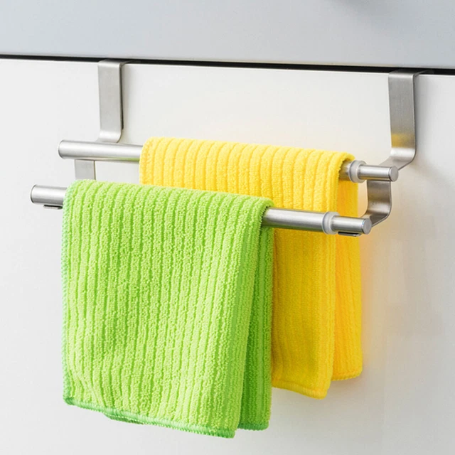 Stainless Steel Towel Hanger Over The Door Towel Bar Kitchen Dish Rack