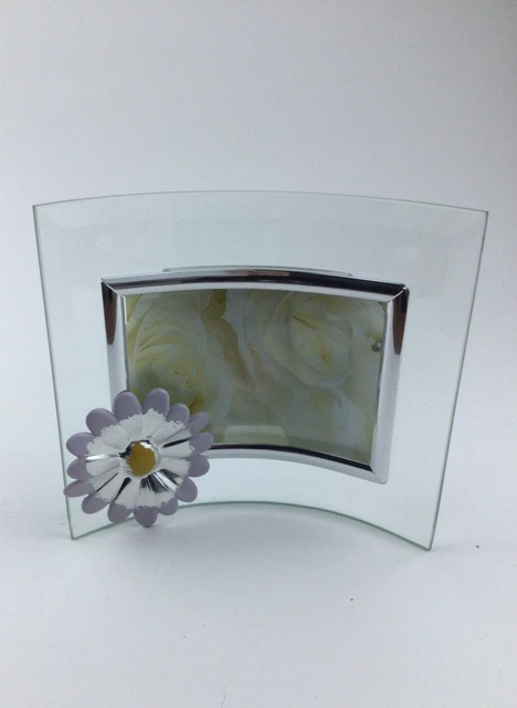 Cornice in Vetro Fuso con Bordo e Fiore in Metallo Artigianale Made in Italy