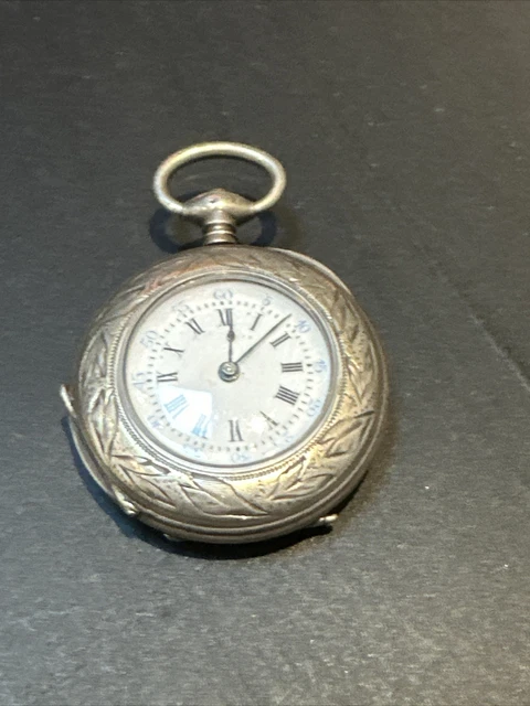 Ancienne Montre Gousset Argent Massif Mouvement A Clé A Réviser Art Nouveau