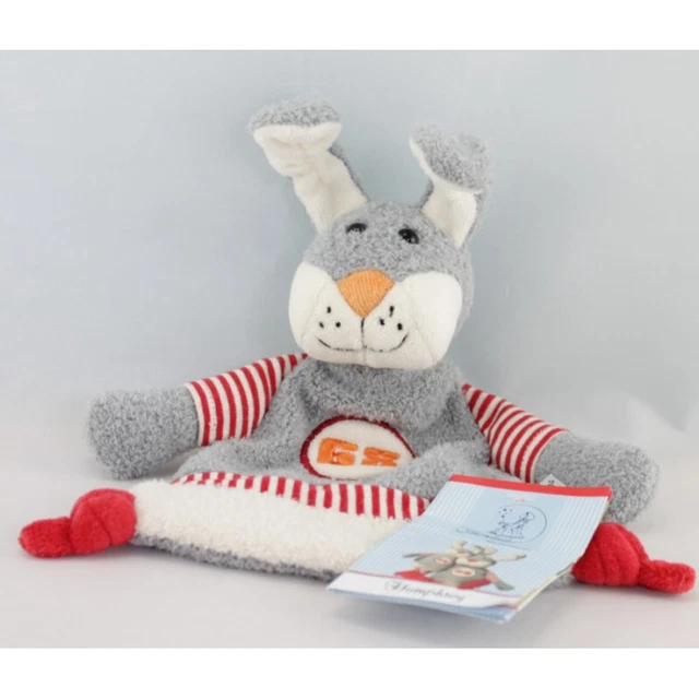 Doudou plat lapin gris blanc rouge STERNTALER - 14609