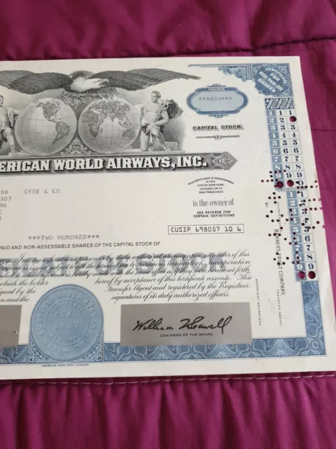 Certificat De Stock Pan American 200 dollars 1973 3