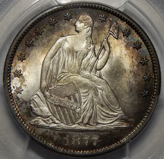 1877-Cc Pcgs Ms65 Seated Liberty Half Dollar