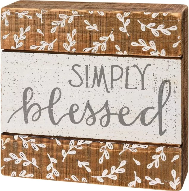 Simply Blessed Wood Sign Primitives By Kathy Fall Harvest Thanksgiving 6 in x 6