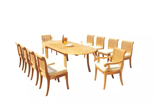 11pc Grade-A Teak Dining Set 94" Oval Table Giva Chair Outdoor Patio