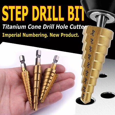 1/2/3Pcs Drill Bit Set Titanium Nitride Coated Steel Step Quick Change 1/4 Shank