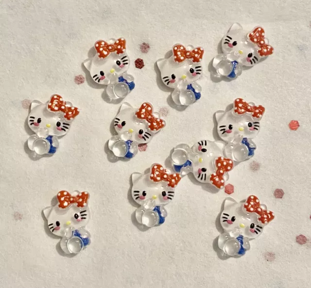 10pcs Red Hello Kitty Nail Charms