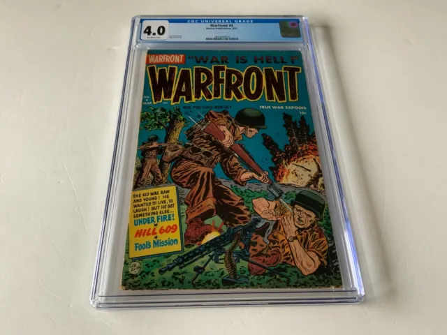 Warfront 4 Cgc 4.0 Pre Code Elias Gi Stabbing German In Neck Harvey Comics 1952