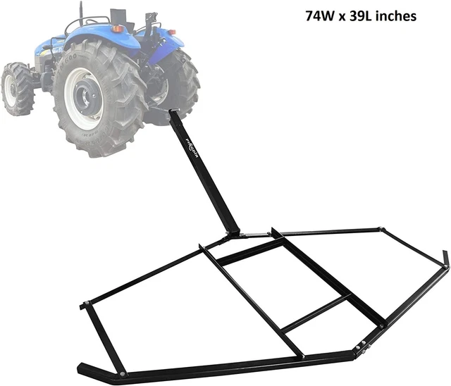 ATV UTV Tow Behind Leveling Drag Rake Heavy Duty Steel Horrow Lawn Leveler 74" W