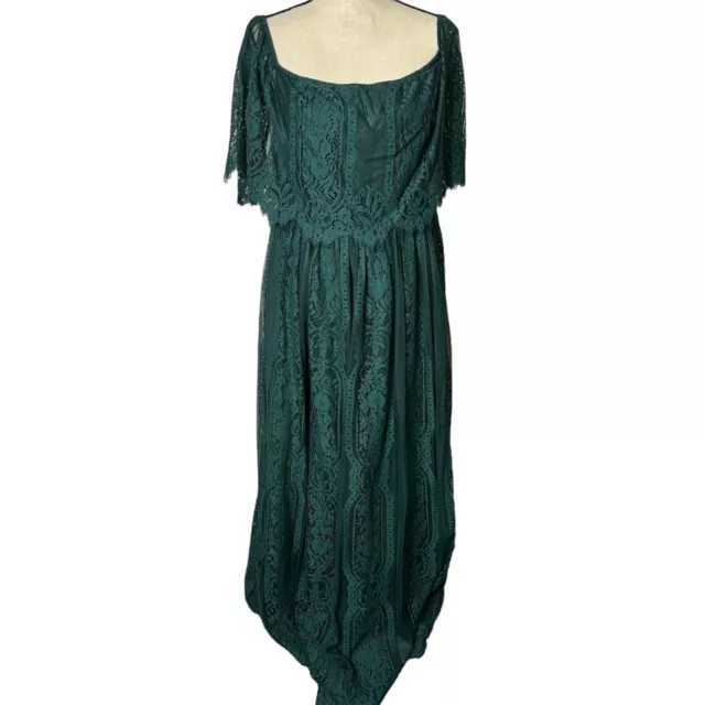 Baltic Born Dress Womens XXL Green Off Shoulder Maxi Lace Overlay Romantic