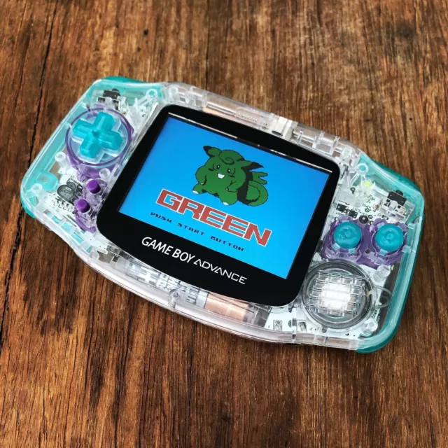 Nintendo Gameboy Advance GBA Mirror Clear Teal Handheld Console BACKLIT IPS V2