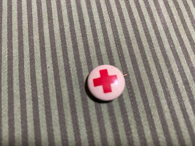 Antique Red Cross Button Lapel Pinback