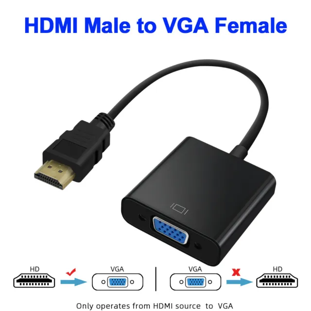 HDMI INPUT to VGA OUTPUT Converter Adapter Cable 1080p for PC TV Monitor DVD