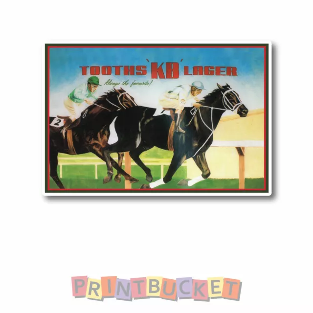 Tooth's Horse Racing sticker A4 water/fade proof vinyl beer fridge man cave