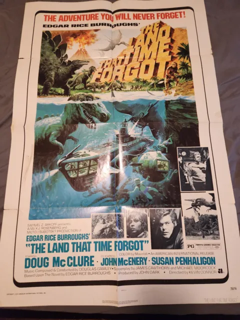 Original 1974 Burroughs The Land That Time Forgot 27" x 41" Movie Poster mst3k