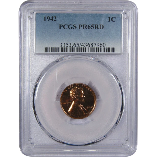 1942 Lincoln Wheat Cent PR 65 RD PCGS Penny 1c Proof US Coin SKU:I251