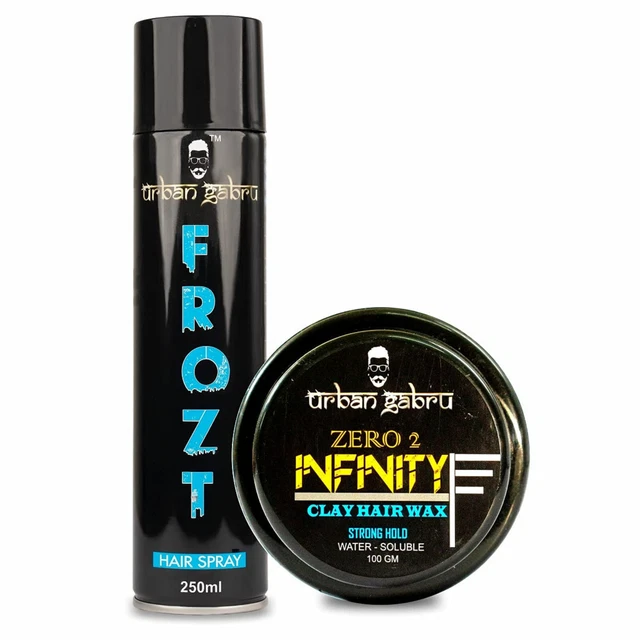 URBANGABRU CLAY HAIR Wax & Frozt Hair Spray For Men 350 ml Combo Pack £