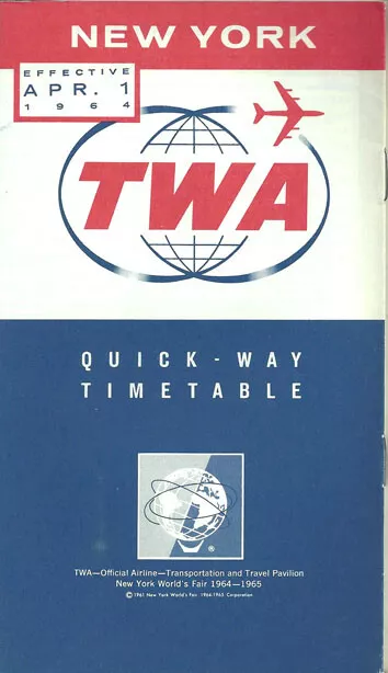 TWA Trans World Airlines New York timetable 4/1/64 [1023] Buy 4+ save 50%
