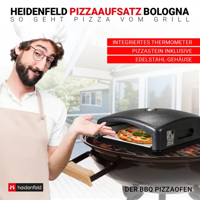 Heidenfeld Pizzaaufsatz Bologna für Grill Pizzaofen Pizzastein Miweba 2
