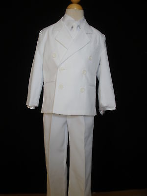 Boy Formal Wedding Party Baptism Recital Photo Tuxedo Suit size 4,5,6,7 white