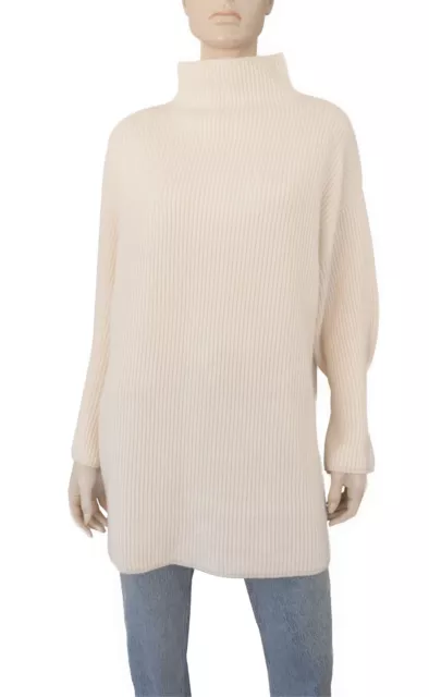Co ESSENTIALS Ribbed Wool Cashmere Mock Neck Sweater with Button Sleeves XS/S 3