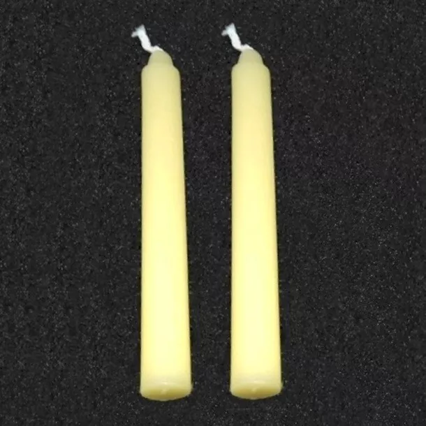 2 x 10cm (4 inch) YELLOW SOLID COLOUR SPELL CANDLES Success Happiness Confidence