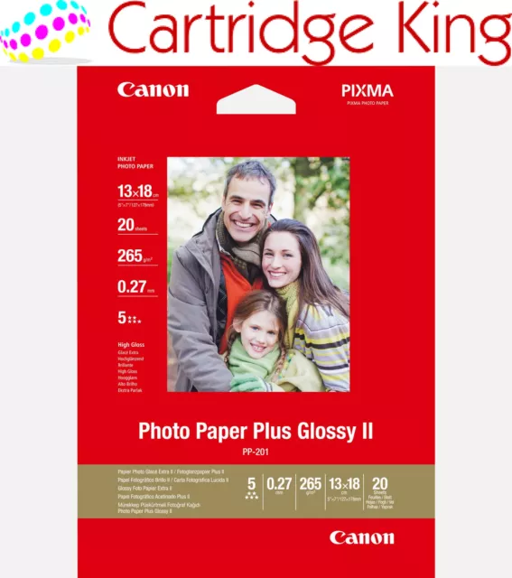 Genuine Canon PP-201 Glossy II Photo Paper Plus 5x7 for PIXMA printers