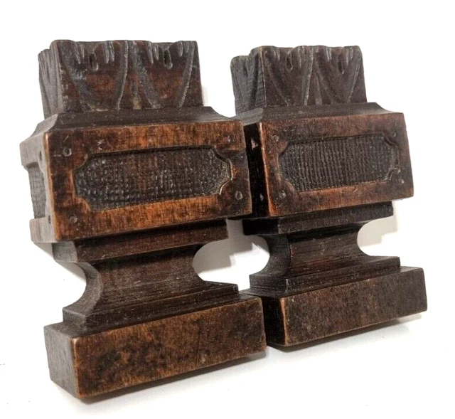 2 Decorative wood carving corbel bracket Antique french architectural salvage 4"