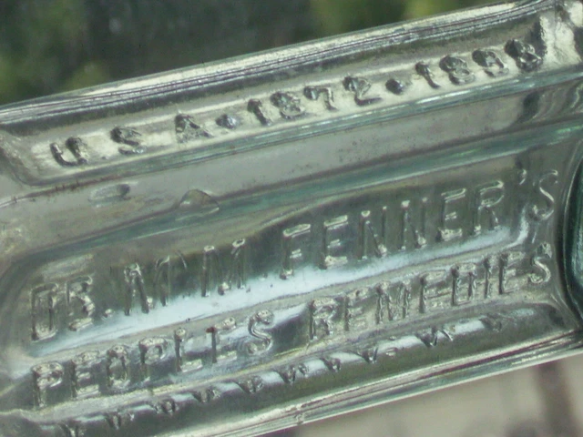 Dr. M. M. Fenner's Peoples Remedies glass med bottle Fredonia N. Y.  1872 - 1898