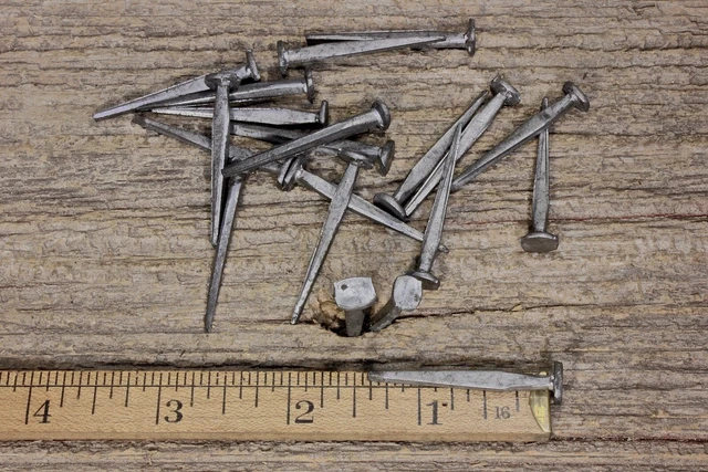 1 1/2” Square Nails 25 Lot Antique Wrought Iron Look Round Flat Head Brads 1.5"