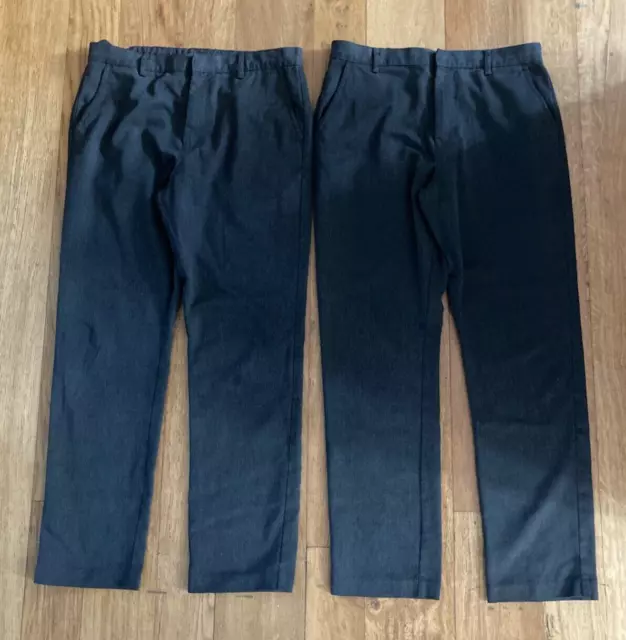 2 Next charcoal grey boys school trousers age 15 years PLUS. Adjustable