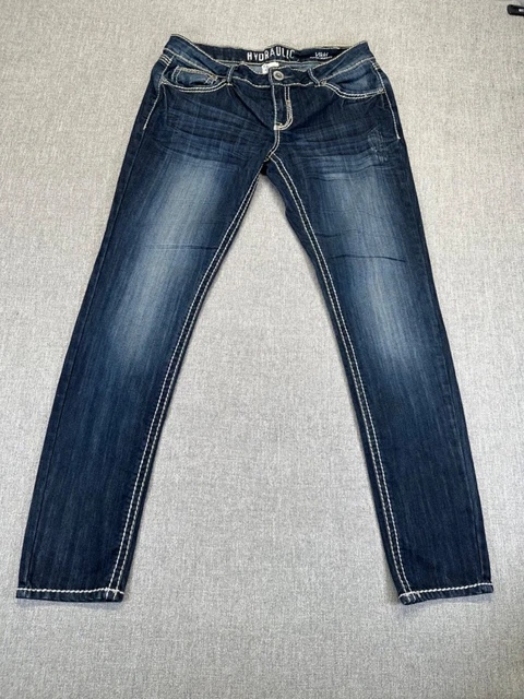 Hydraulic Womens Lola Jeans Vikki Super Skinny 13/14 Blue Stretch Embroidery
