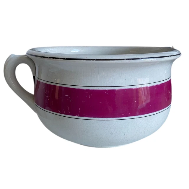 ANTIQUE IRONSTONE CHAMBER Pot 1800s Paris Crescent Pottery Warranted