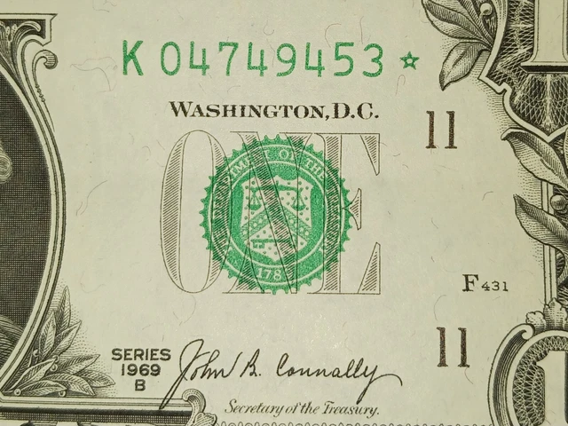 1969B Federal Reserve Star Note Excellent Condition 50+YEARS OLD!
