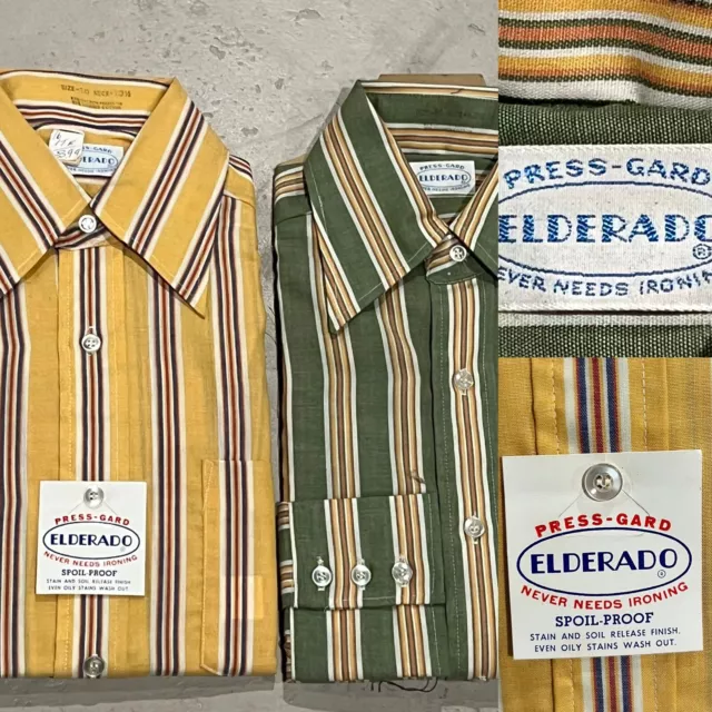 2 VTG DEADSTOCK NOS 1950s 60s ELDORADO US YOUTH TEEN Shirts Stripe Rockabilly