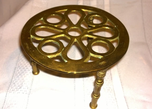 Antique English Victorian Brass Fireplace Hearth Trivet 19th Century