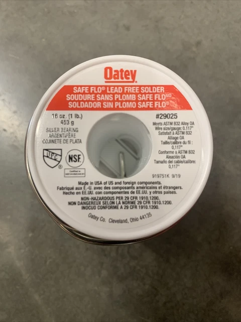 Lot of 5 Oatey Safe-Flo 1 LB Lead Free Silver Plumbing Wire Solder