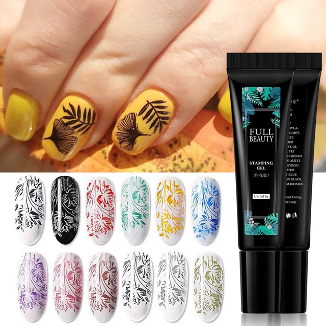 Fai da te stampa manicure gel acciaio modello giallo trasferimento gel stampa fluorescente