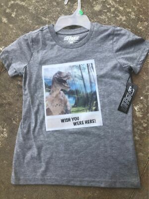 *NEW* Boy Gray Dinosaur Trex Holographic "Wish you were here" Shirt, SZ 5-6 OR 7