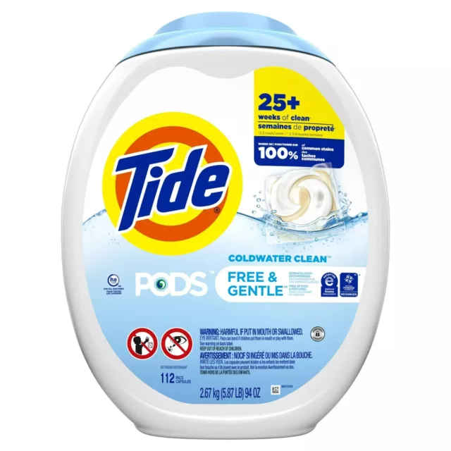 Tide Pods Free & Gentle, 112 Ct Laundry Detergent Pacs 