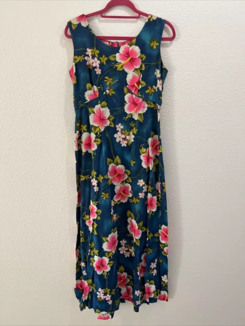 Royal Hawaiian Vintage Floral Hibiscus Maxi Dress Size Medium